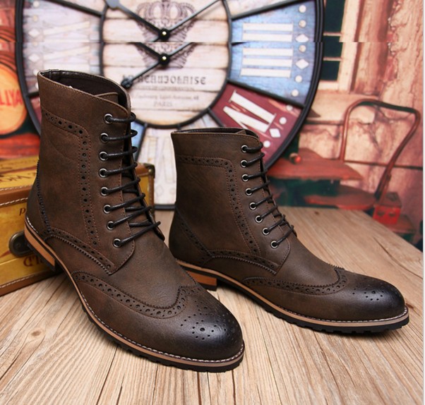 Handmade Men Brown Military Lace Up 