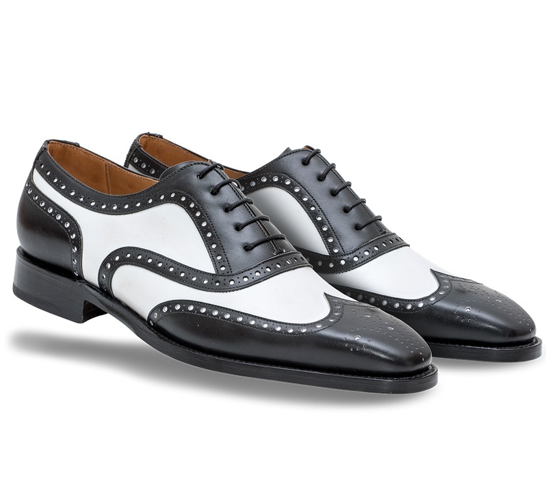 black and white leather shoes