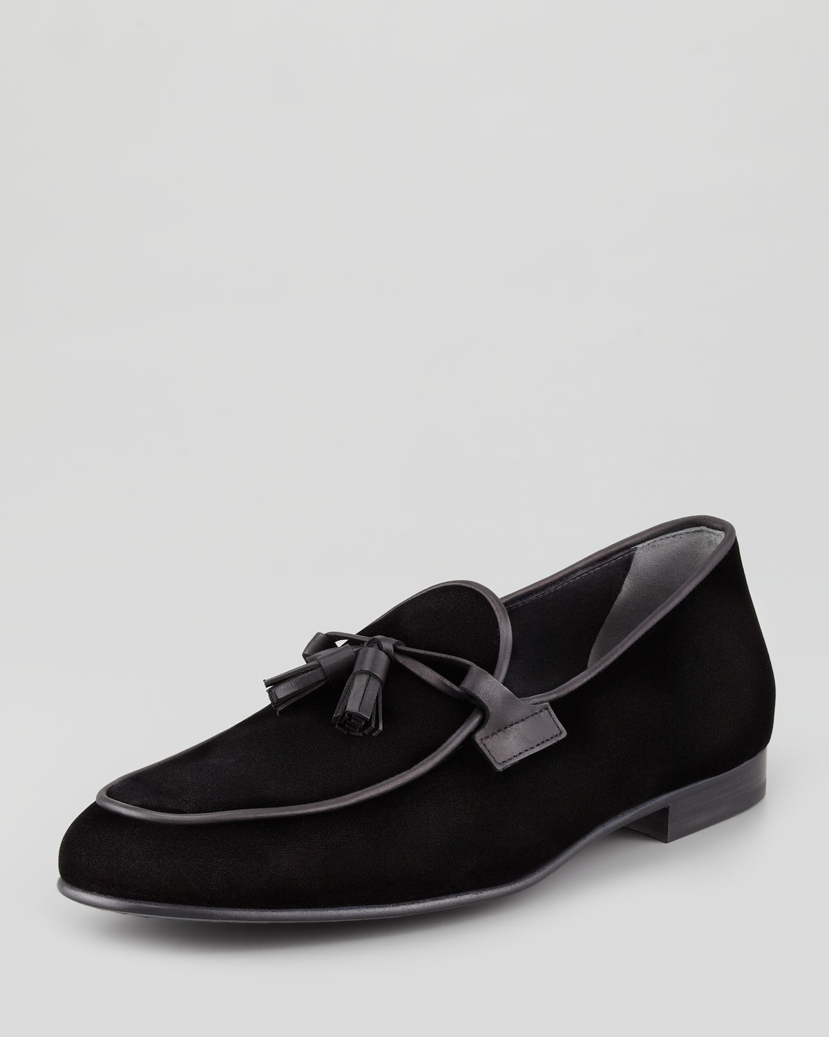 Men Black Velvet Tassel Moccasins Shoes 