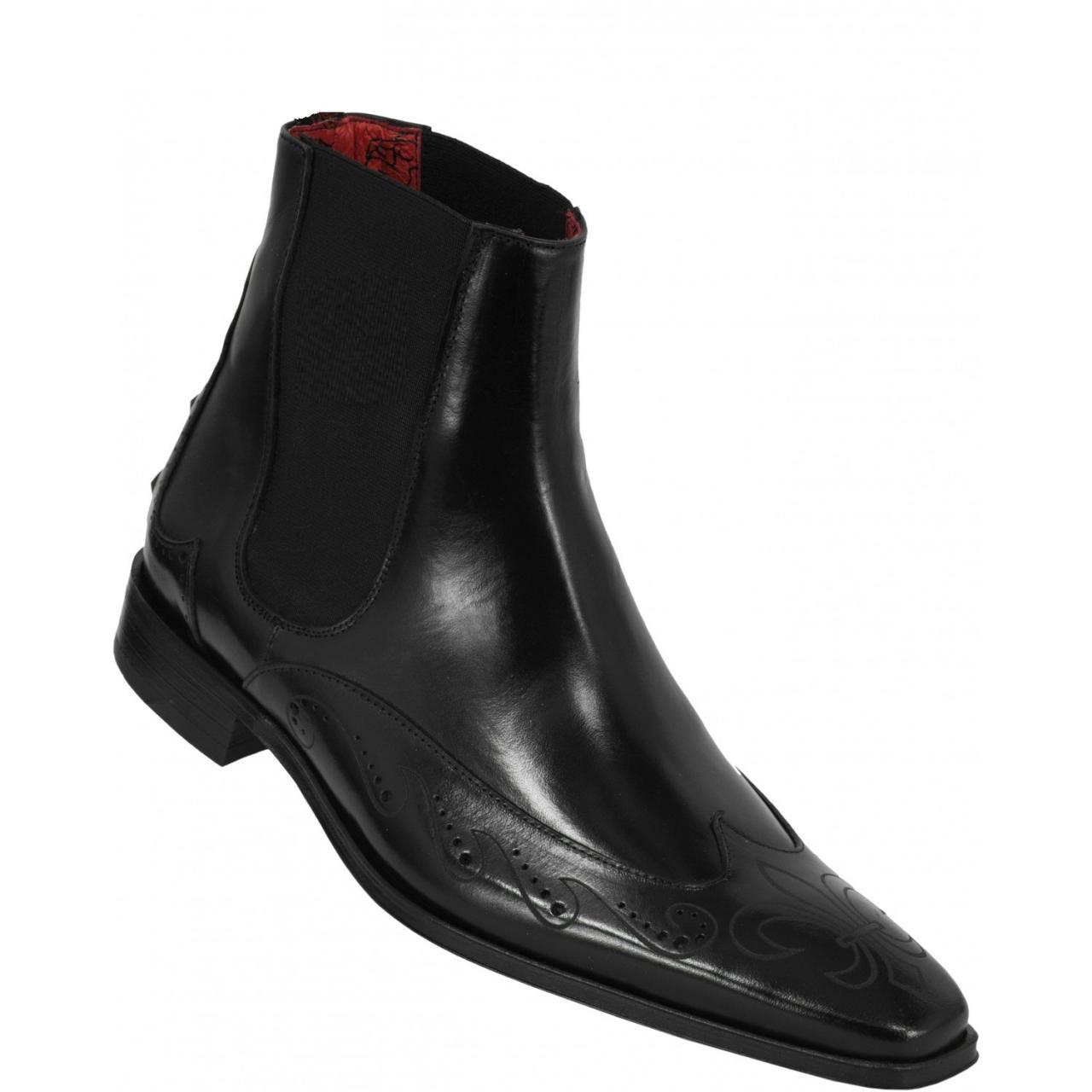 Men Black Chelsea Wingtip Design Genuine Leather Boots on Luulla